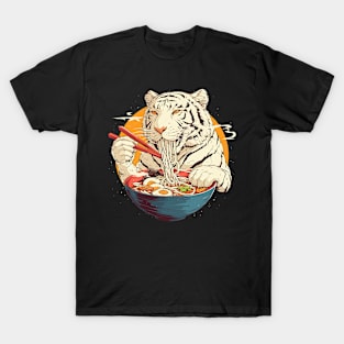 white tiger eating noodles T-Shirt